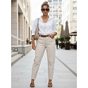 Jeansy damskie regular fit wysoki stan ecru FashionStreet UY2987