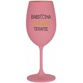BABIČČINA TEKUTÁ TERAPIE - růžová sklenice na víno 350 ml