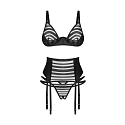 Dámsky sexy set Lune Bellis 3-Pcs Crotchless čierny - Obsessive