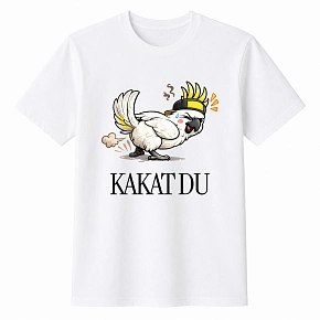 Dámské bavlněné tričko s potiskem - KAKAT DU - bílé