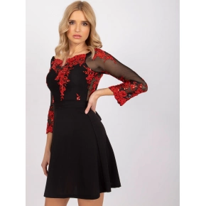 Dámske šaty SK-8522 Čierna s červenou - FPrice
