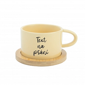 TEXT NA PŘÁNÍ - žlutý keramický hrníček Makronka 200 ml