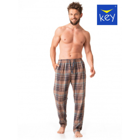 Pánske pyžamové nohavice MHT 421 B23 hnedé káro - Key