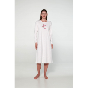 Dámska nočná košeľa s dlhým rukávom 19514 biela / bodka - Vamp
