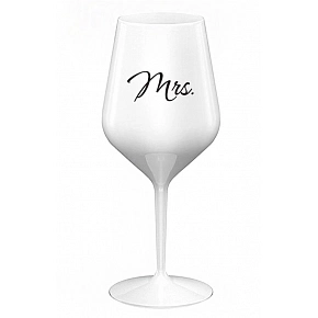MRS. - bílá nerozbitná sklenice na víno 470 ml
