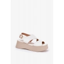 Dámske sandále na platforme 5227 Ecru s béžovou - Ideal shoes