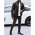 Pánska kožená bunda 11Z8151 čierna - FashionStreet