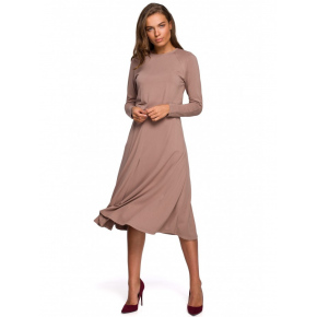 S234 Fit and flare dress - cappuccino hnědá M-38
