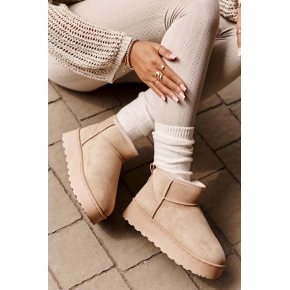 Dámske snehové topánky na platforme 20216-F Svetlo béžová - Xamella