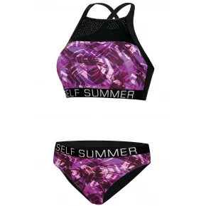 Dámske dvojdielne plavky S47F fialovo-čierne - Self