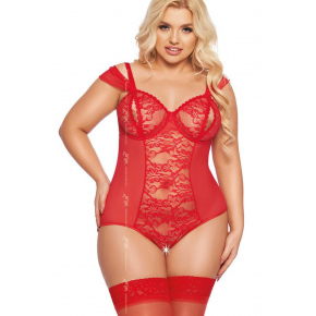 Dámské sexy body plus size Dora 1901 Červená - SoftLine 
