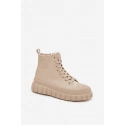 Dámske zateplené členkové tenisky na platforme SS274535 Svetlo béžová - Big Star