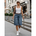 Spodenki damskie jeansowe z paskiem bermudy niebieskie FashionStreet SY0546