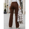 Jeansy damskie wide leg z wysokim stanem brązowe FashionStreet UY2877