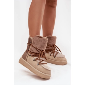Dámske snehové topánky s kožúškom DFSH370012 Béžová - DFranklin