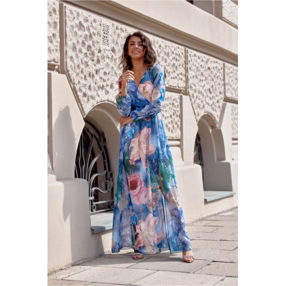 Denní šaty SUK0419 modro-zelené - Roco Fashion