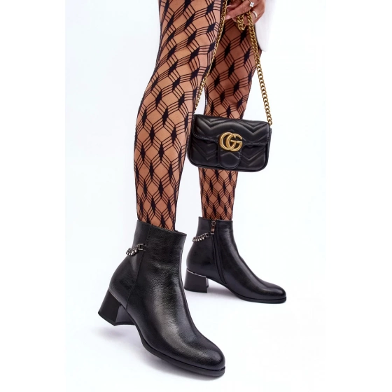 Dámske členkové topánky s nízkym podpätkom JC101P Čierna - Seastar