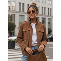 Kurtka damska zamszowa bomberka jasnobrązowa FashionStreet TY5644