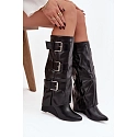 Dámske čižmy s vyhrnutým lemom D8262 Sarisse čierne - Sweet Shoes