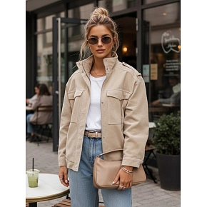 Kurtka damska zamszowa bomberka beżowa FashionStreet TY5653