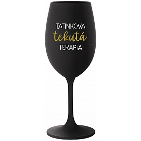 TATINKOVA TEKUTÁ TERAPIA - čierny pohár na víno 350 ml