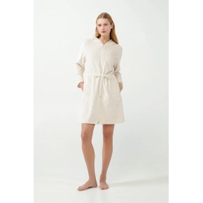 Dámsky fleecový župan na zips 21360 Ecru - Vamp