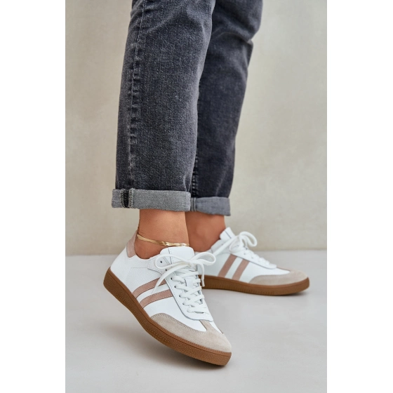 Dámske kožené topánky N1068 bielo-béžové - Zazoo