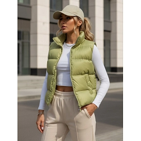 Pikowana kamizelka damska WILLOW pistacjowa FashionStreet TY3797