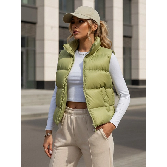 Pikowana kamizelka damska WILLOW pistacjowa FashionStreet TY3797