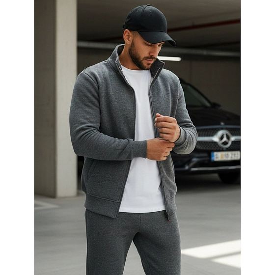 Bluza męska rozpinana bez kaptura antracytowa BX4111