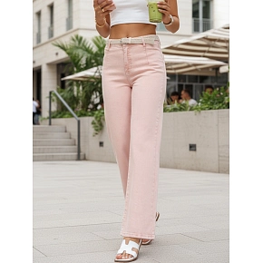Jeansy damskie wide leg z wysokim stanem różowe FashionStreet UY2966
