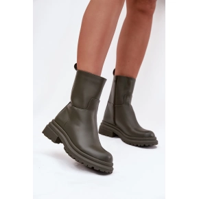 Dámske členkové topánky na platforme ML245 Khaki tmavo zelená - Diamantique