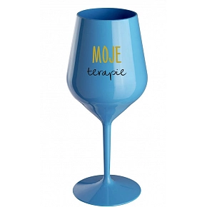 MOJE TERAPIE - modrá nerozbitná sklenice na víno 470 ml