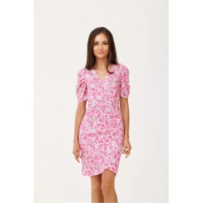 Dámske spoločenské šaty SUK0367-E46-46 ružovo/biele - Roco Fashion