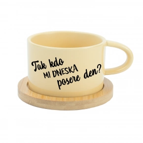 TAK KTO MI DNESKA POSIERE DEŇ? - žltý hrnček makronka 200 ml