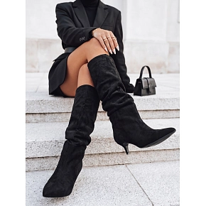 Kozaki damskie z marszczoną cholewką zamszowe czarne FashionStreet ZY1130 Kozaki damskie z marszczoną cholewką zamszowe czarne FashionStreet ZY1130