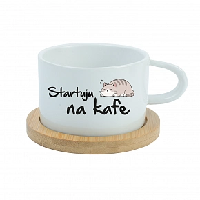 STARTUJU NA KAFE - bílý hrníček makronka 200 ml