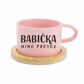 BABIČKA MIMO PROVOZ - růžový hrníček makronka 200 ml
