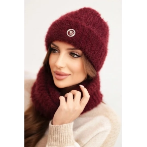 Dámska súprava čiapky a šály bordová - K-Fashion