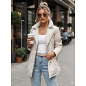 Kurtka damska przejściowa z paskiem jasnobeżowa FashionStreet TY5587