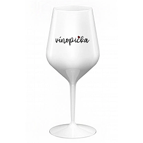 VÍNOPIČKA - bílá nerozbitná sklenice na víno 470 ml