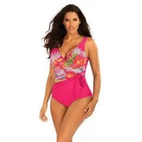Dámske jednodielne plavky BALI 12 S1069 ružové/vzor - Self