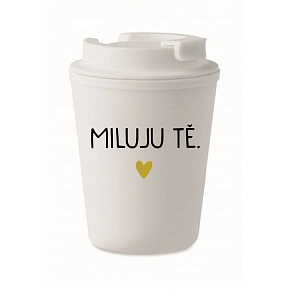 MILUJU TĚ. - bílý termohrnek 300 ml