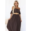 Maxi šaty v boho štýle 614-1 čokoládové - Numoco