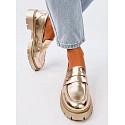 Kožené dámske mokasíny 28359 1736 zlaté - Ideal Shoes