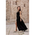 Dámske dlhé šaty SUK0407 Čierna s trblietkou - Roco Fashion
