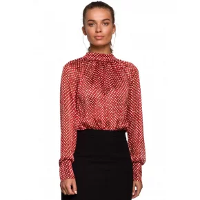 Šifónová blúzka S235 model 2 Červená - Stylove Šifónová blúzka S235 model 2 Červená - Stylove