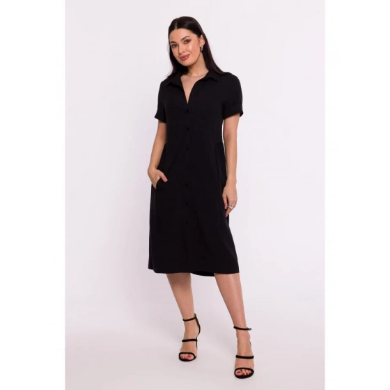 Košeľové šaty B282 čierne - BeWear