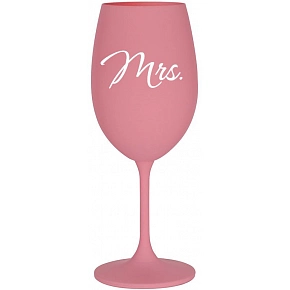 MRS. - růžová sklenice na víno 350 ml