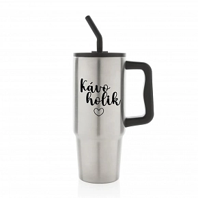 KÁVOHOLIK - stříbrný cestovní termohrnek 900 ml